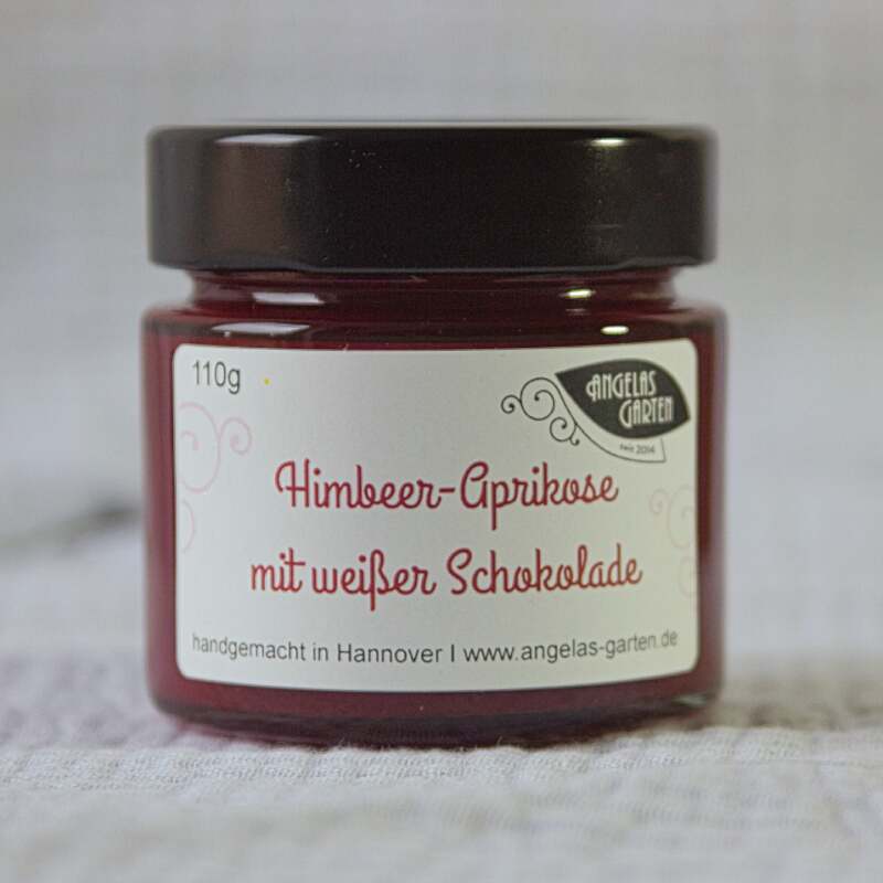 Himbeer-Aprikose mit weißer Schokolade Fruchtaufstrich leckere Himbeeren und Aprikosen mit weißer Schokolade