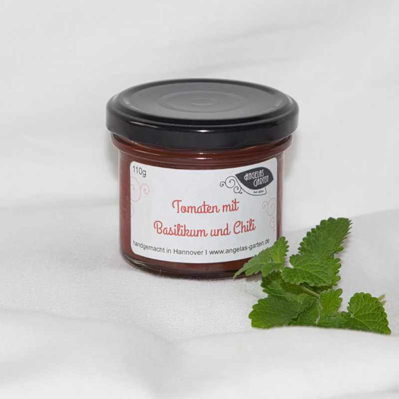 Tomate-Basilikum mit Chili 110g Tomate mit Basilikum und Chili von Angelas Garten, wunderbar zu cremigem Ziegenkaese