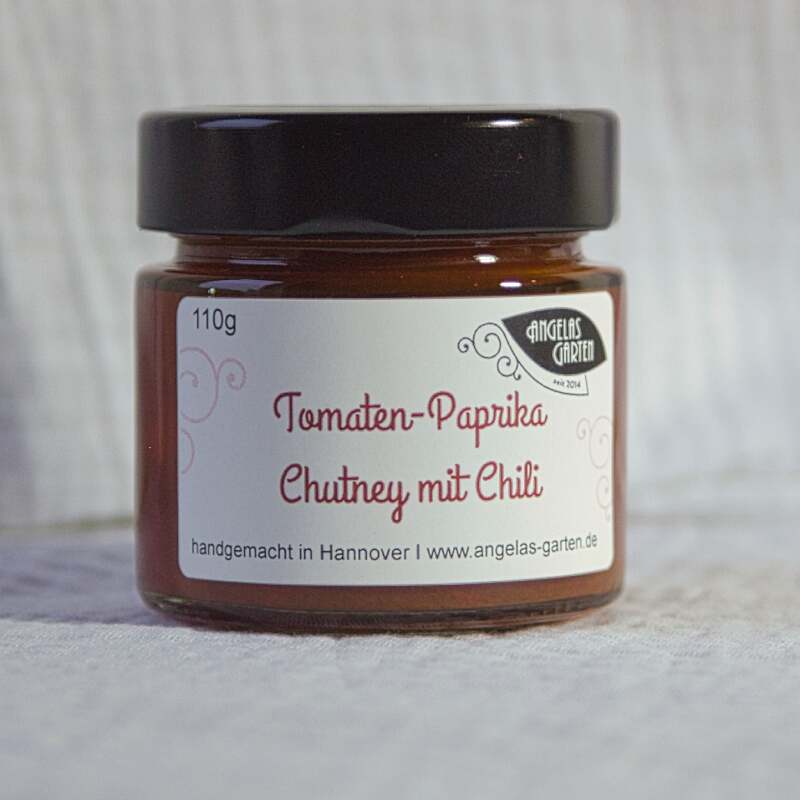 Tomaten-Paprika Chutney mit Chili 110g Tomaten Chutney mit Paprika und Chili, toll zum Grillen