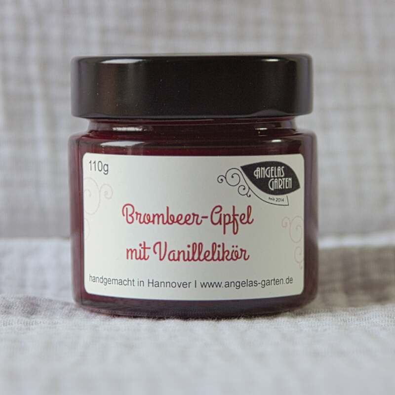 Brombeer-Apfel mit Vanillelikör Fruchtaufstrich 110g cremige Brombeeren mit Apfel, lecker auf Croissant